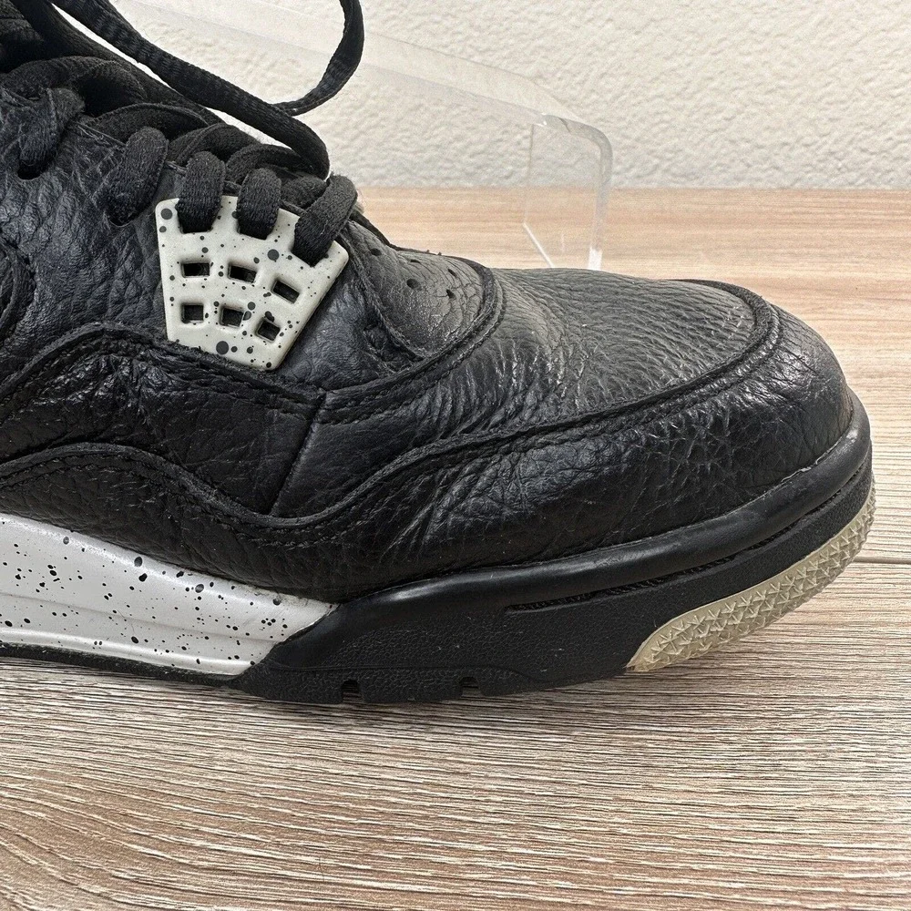 Jordan Sneakers Mens 10.5 Black Leather 4 Retro LS Oreo 2015